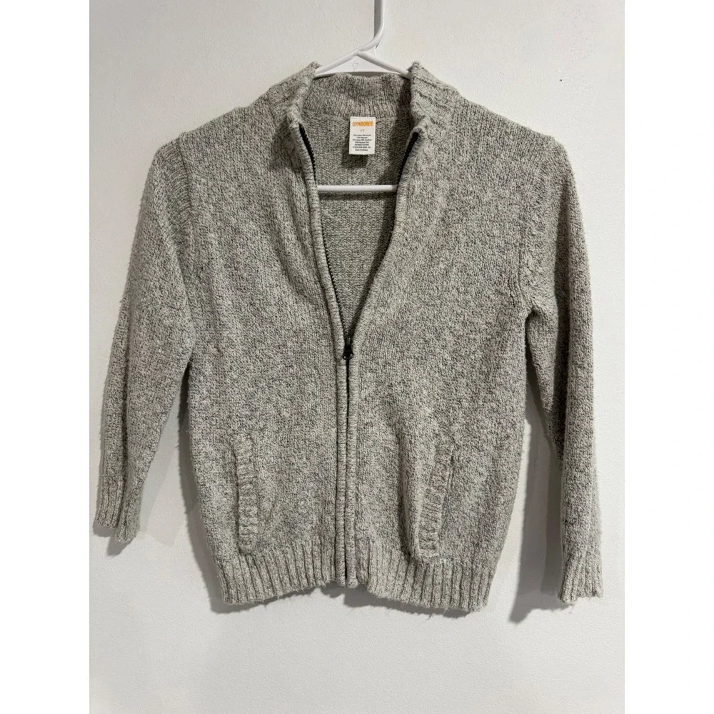 Gymboree Marled Zip-Up Cardigan Sweater Boys 5T Grey Full Zip Knit Pocket